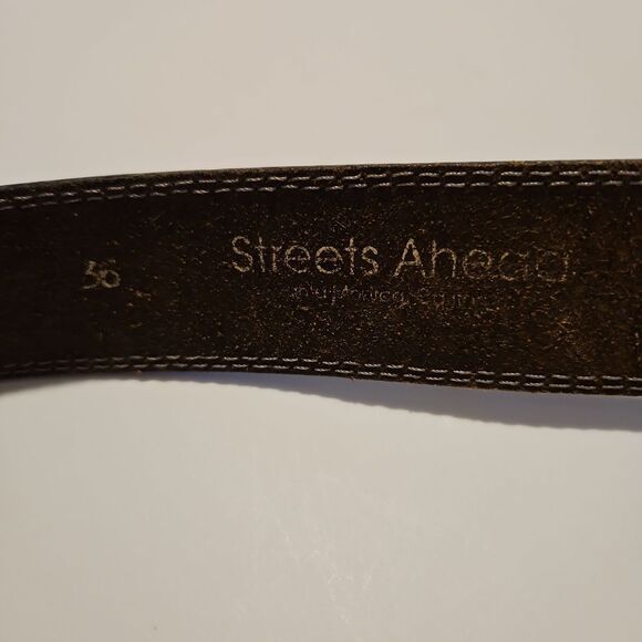 Streets Ahead BrownVintage Leather Belt with Silver Buckle waist 32"-36" unisex - Picture 4 of 5